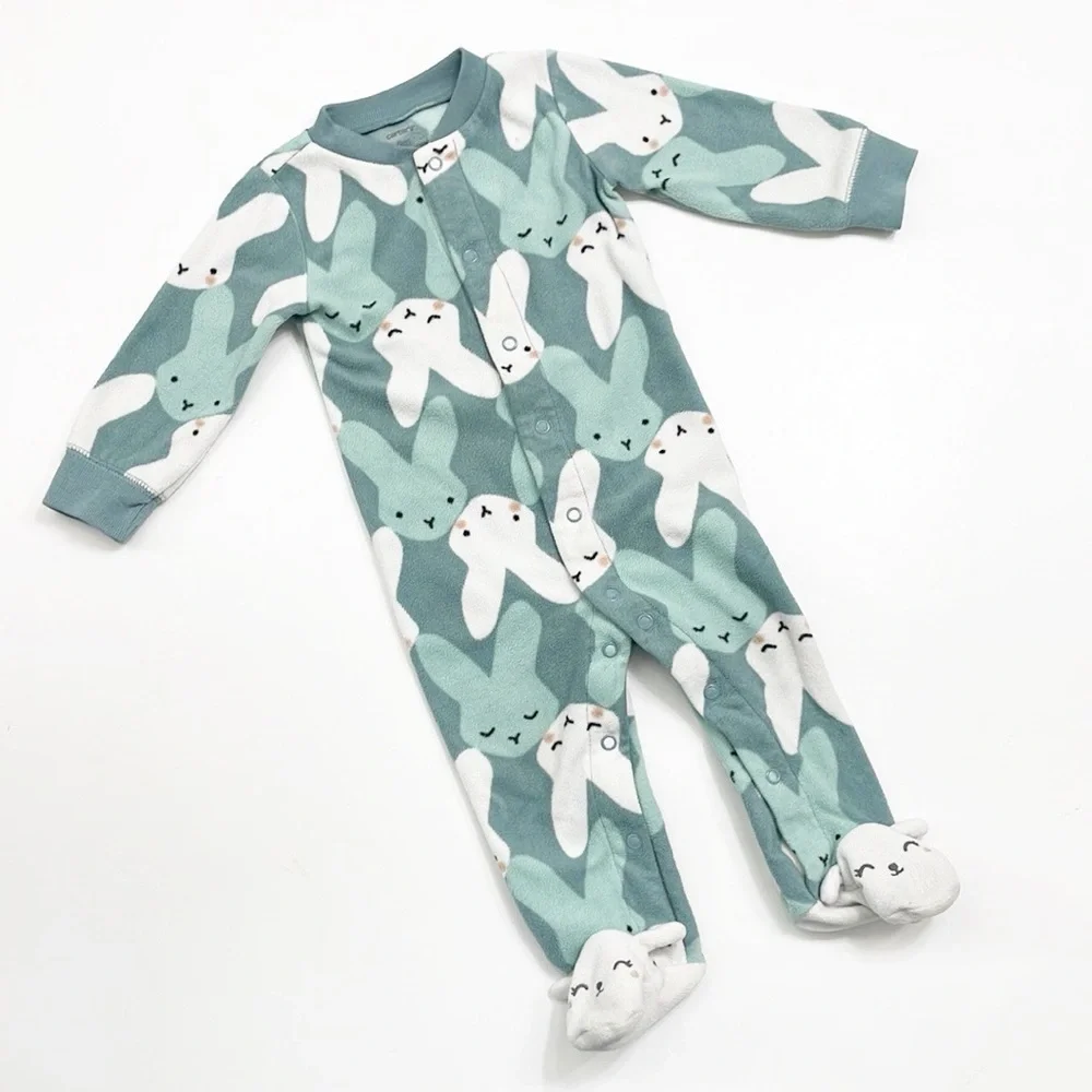 Carter's bunny print fleece baby footie